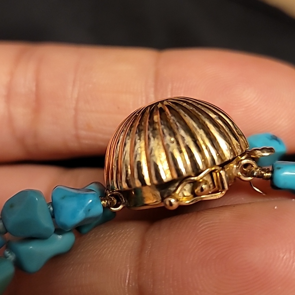 14k Vintage Turquoise Nuggets and Gold Beaded Necklace - Picture 9 of 11
